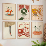 affiche art vintage toile vinyle danseurs fleurs texte salon chambreDecoration Murale Populaire