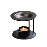 support bougie moderne structure géométrique noir sans holder bougie allumée plat métallique