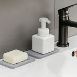 support savon texture granulée gris clair moderne adhésif respectueux environnement absorbant rapide salle bains