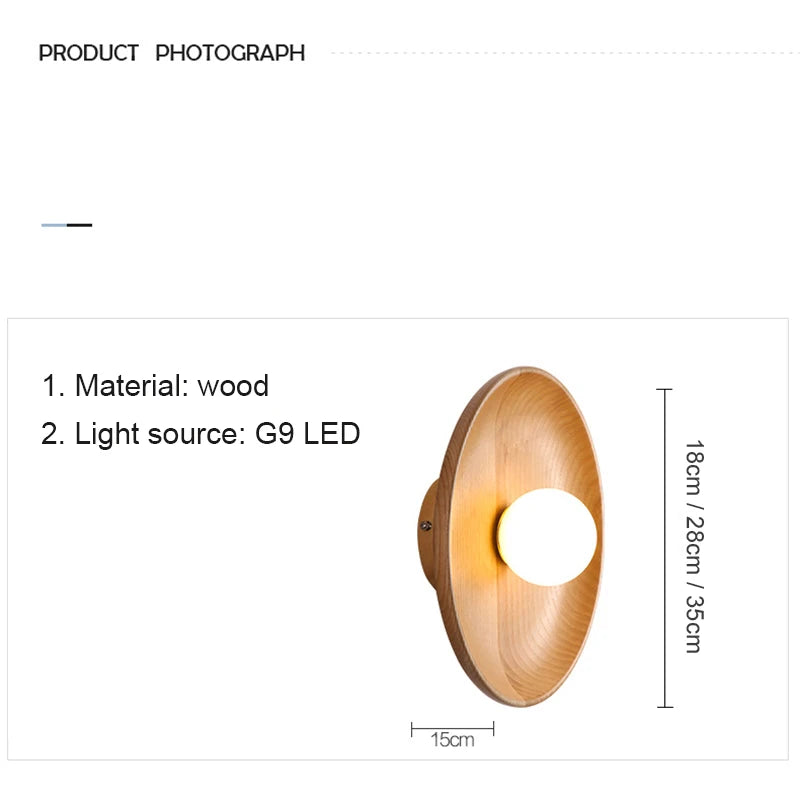 lampe murale bois clair rayures horizontales led moderne 15cm 18cm 28cm 35cm