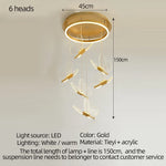 lampe suspendue papillon moderne blanc doré cristal transparent vis fixations