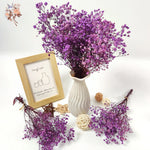 bouquet fleurs séchées violettes blanches modernes décoration intérieure anniversaire mariage baby shower