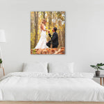 impression toile encadrée couple demande mariage décor automnal romantique blanc tons chauds 50x70cm 40x60cm
