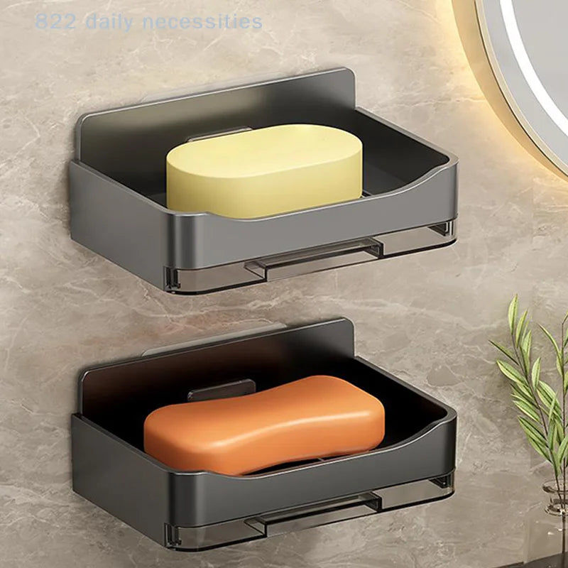 rangement mural adhésif savon eponge bac eau moderne gris jaune orange minimaliste