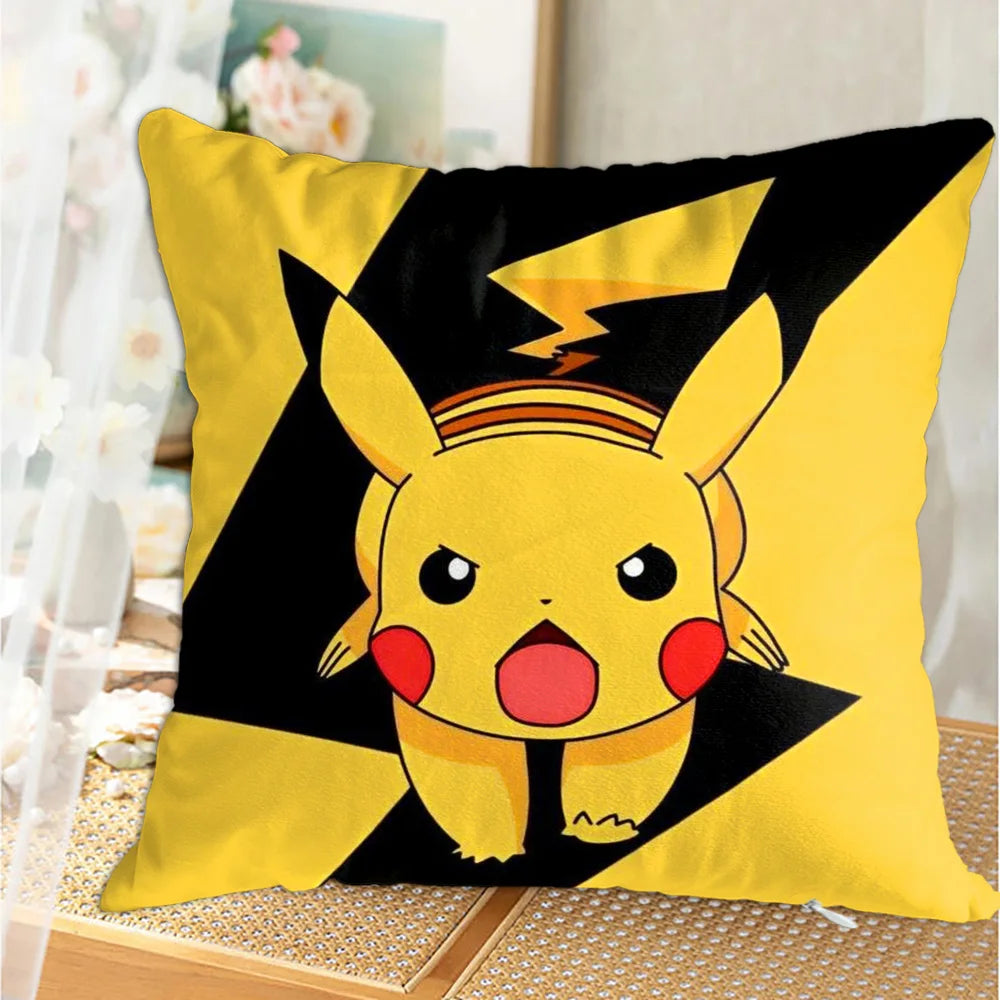 taies d'oreiller imprimées pikachu pokémon décoratives pop art cartoon lit voiture 45x45 cm