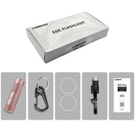 lampe torche rose doré rechargeable texture grille moderne résistante chocs pointeur laser camping