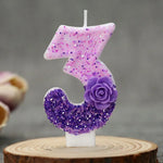 bougies forme chiffres pailletées violettes blanches décoratives anniversaire festive filles garçons