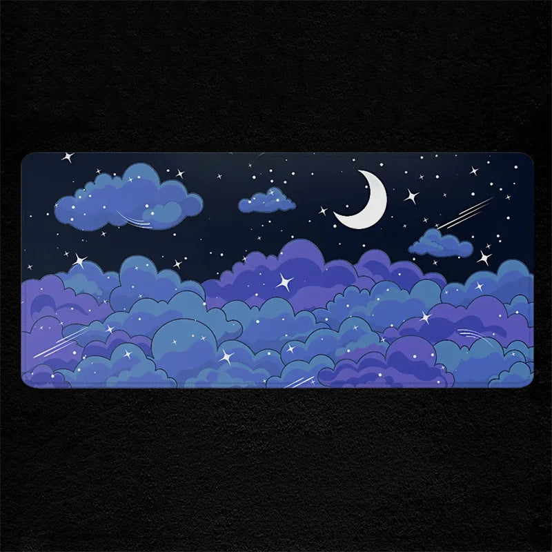 tapis souris anti dérapant violet nuages étoiles moderne adhésif 20x25cm 30x60cm