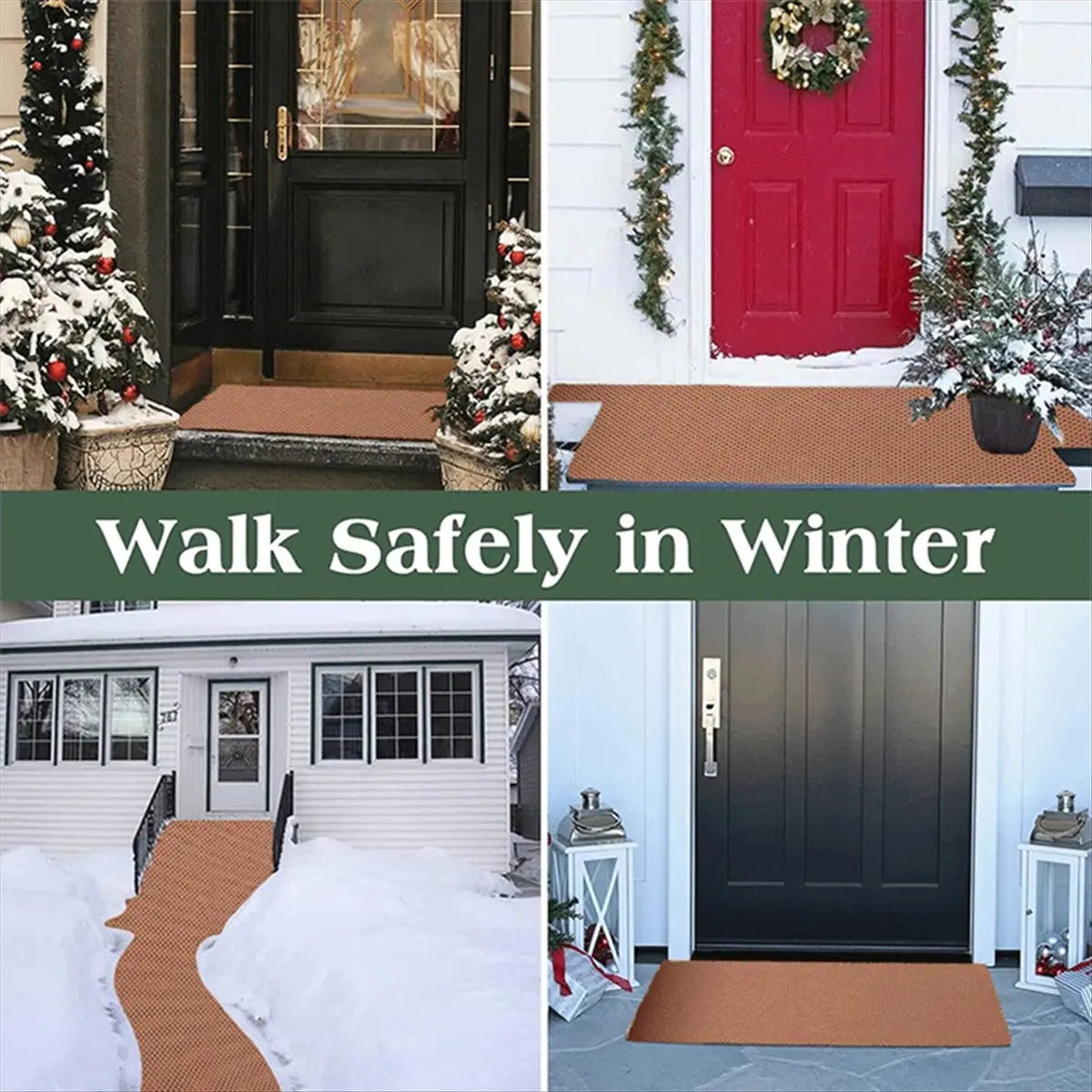 tapis antidérapant sol extérieur hiver neige brun texturé alvéoles enneigement sécurité chemin