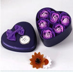 savon rose romantique forme fleur sculptée boîte coeur decoration maison occasion anniversaire mariage