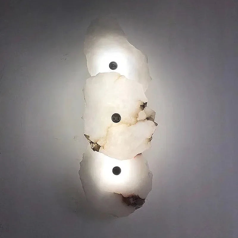lampe murale marbre naturelle lumière chaude blanc moderne artisanal fixations