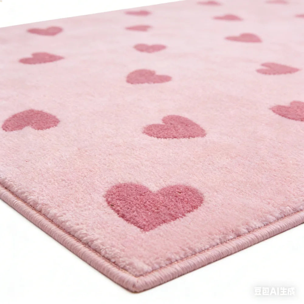 tapis rose coeurs moderne doux peluche lavable chambre salon enfants decoration maison