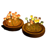 tulipe artificielle led multicolore verre transparent base bois créative lumineuse chambre simple moderne
