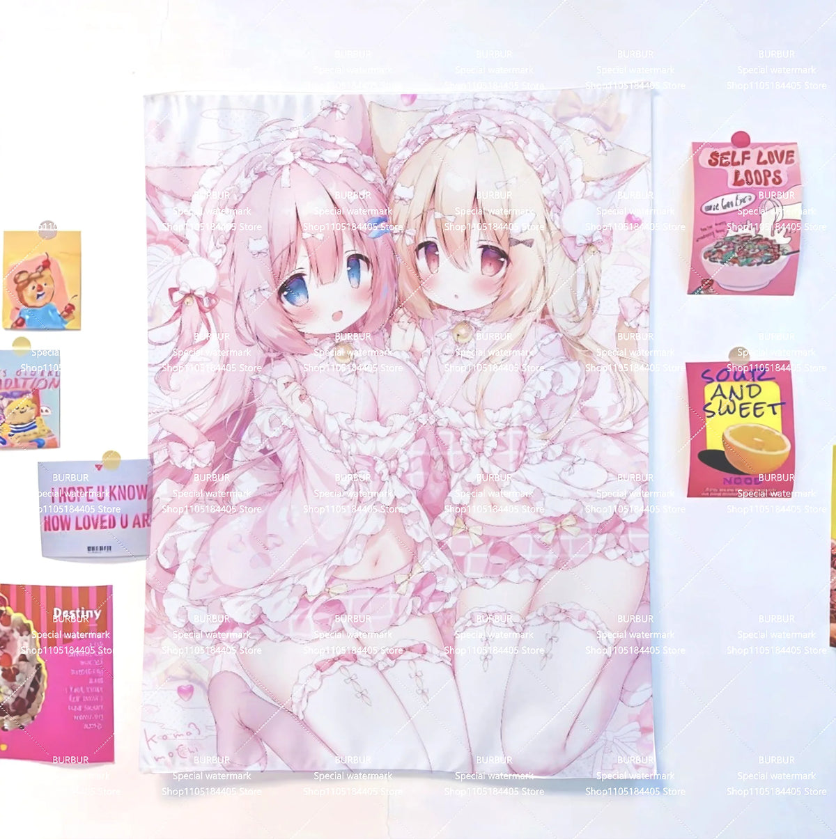 tapisserie murale personnage anime rose douce romantique lavable machine polyester coton main 120x180cm 150x200cm