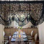 rideau floral transparent noir blanc classique dentelle brodée 130cmx60cm