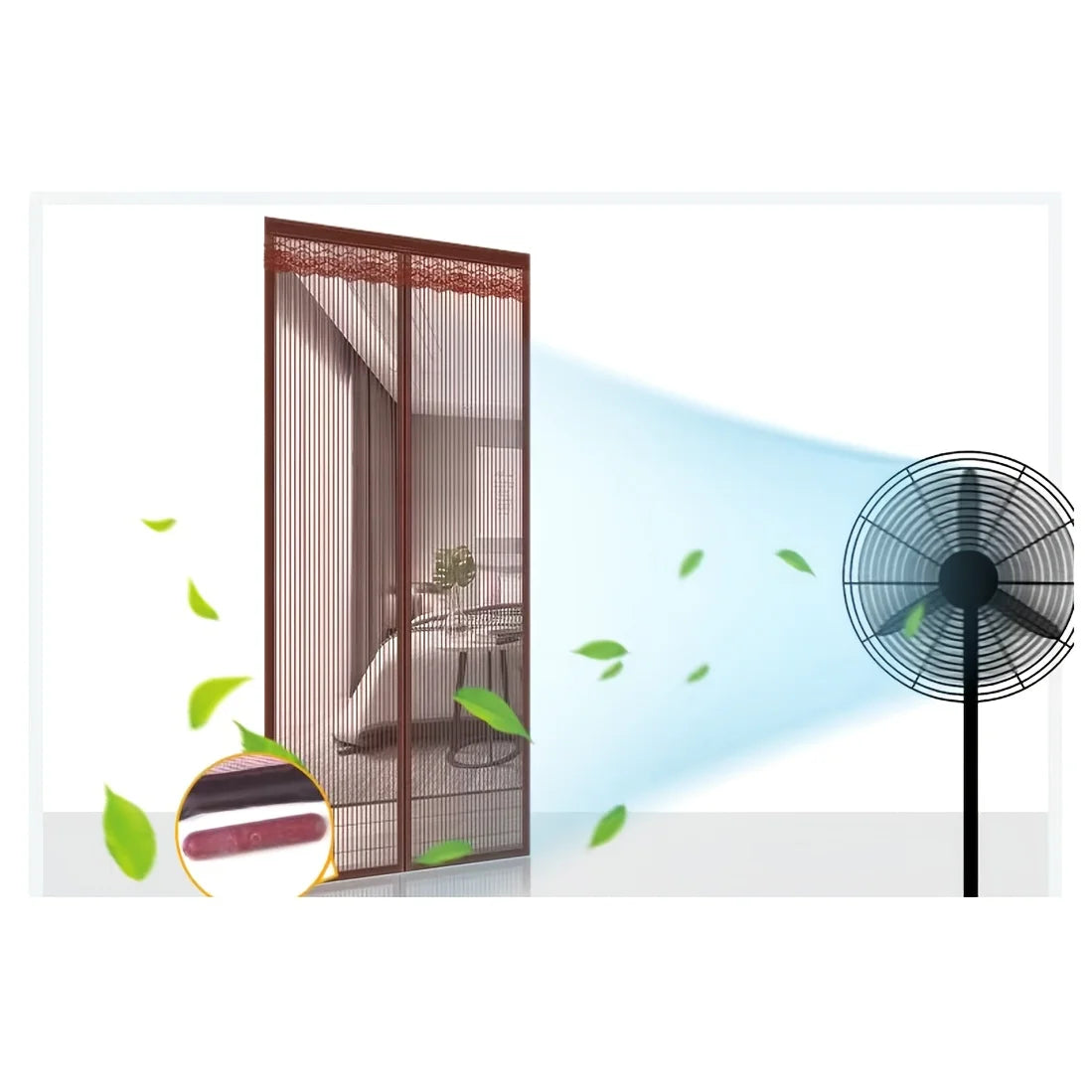 rideau porte marron clair beige rayures horizontales moderne adhésif opacité été maison ventilation anti