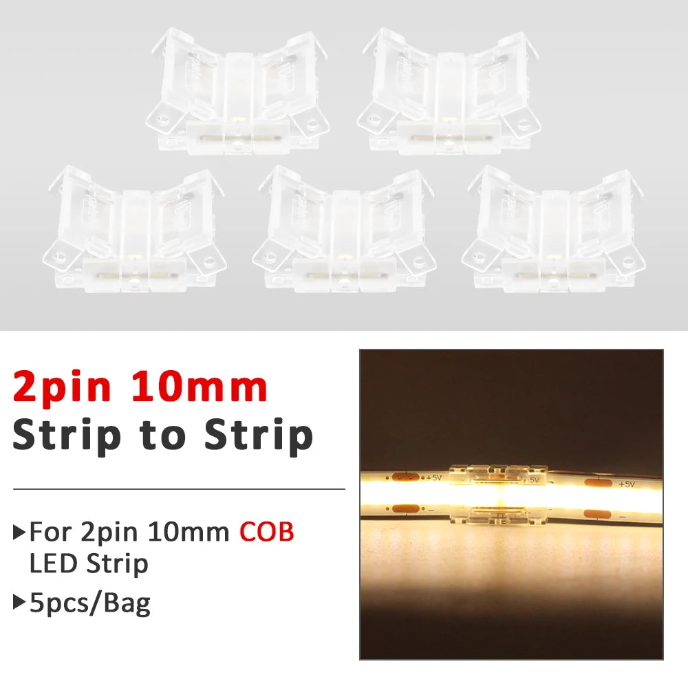 connecteurs ruban led cob smd transparent modernes adhésifs 5mm 8mm 10mm(rgb cct)