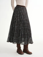 jupe plissée carreaux gris noir femme hiver classique polyestère loose midi
