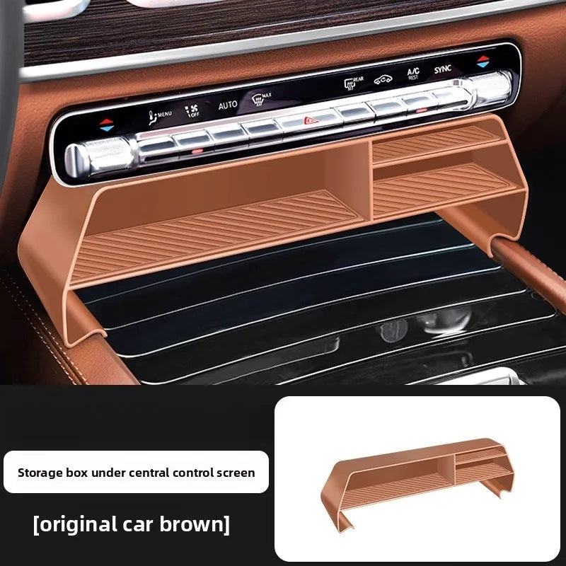 organisateur rangement voiture beige compartiments lumière texture micro perforée contemporain adhésif poignée