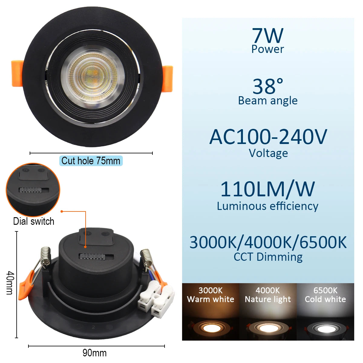 spots led ajustables blanc noir modernes lumiere salon cuisine minimaliste clips amovibles