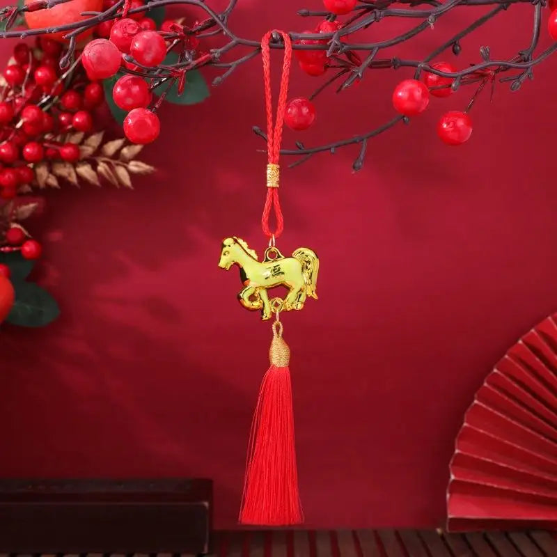 décoration murale pendentif artisanal chevaux franges rouge bleu vert violet rose doré festive