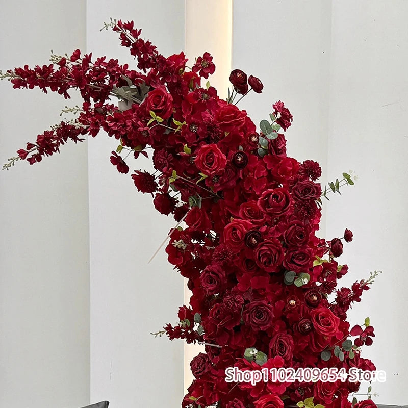 Décoration murale arche fleurs artificielles rouge moderne mariage anniversaire événementiauxextérieur