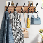 porte sacs vêtements mural bois brun clair noir crochets vis moderne fonctionnel
