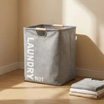 panier linge pliable noir blanc gris toile coton moderne poignées bois étanche salle bain