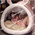 tente lit rose blanche douce oreilles coeur moderne confortable coussins