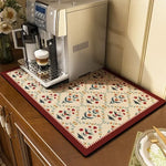 tapis cuisine moderne vert motifs floraux 30x40cm 40x50cm 50x60cm absorbant