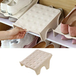 support chaussures moderne réutilisable couleur beige bleu clair rose pastel rondelles embossées opacité pratique