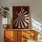 affiche abstraite moderne toile sans cadre rayures concentriques marron blanc salon chambre vertical