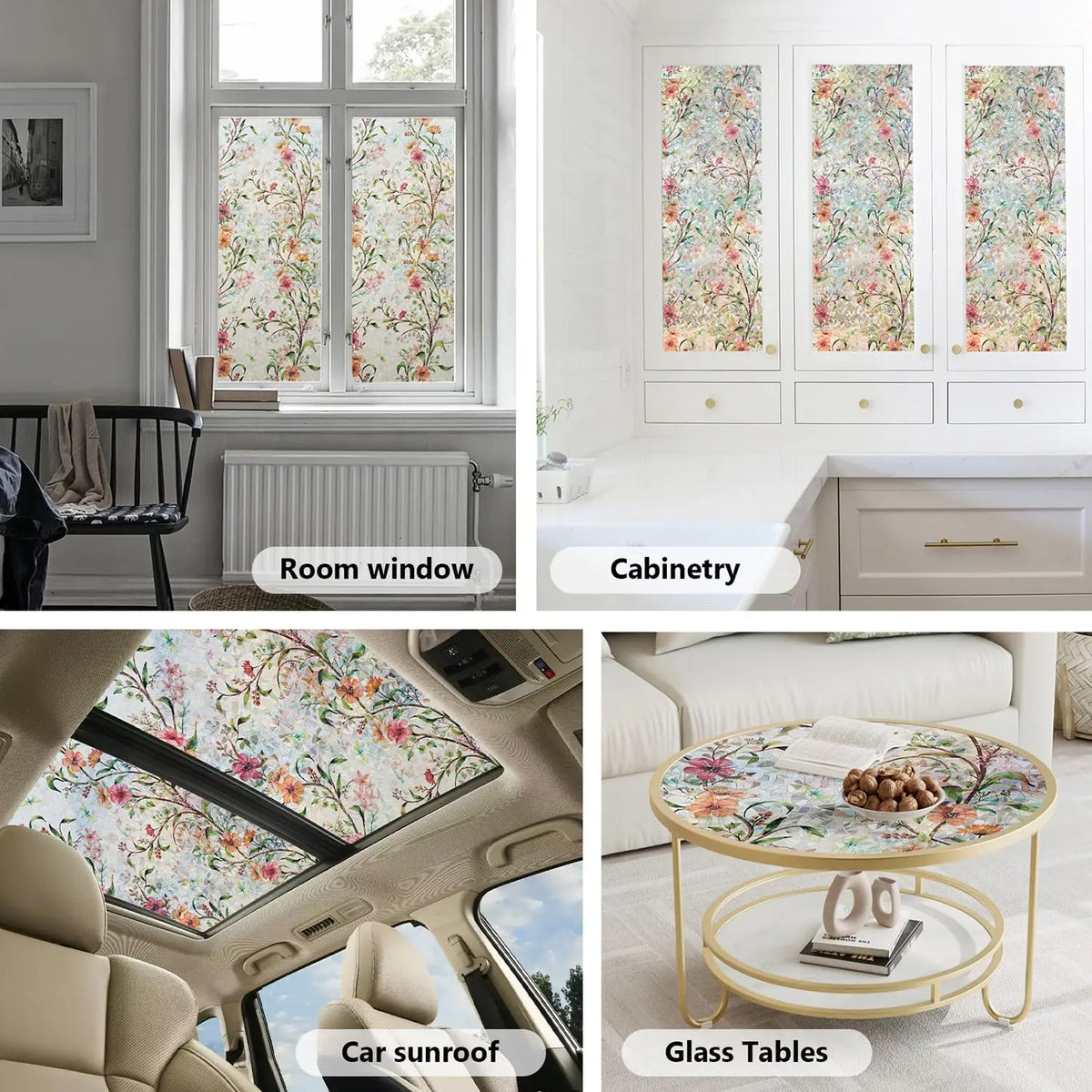 film décoratif floral multicolore protection uv isolation thermique moderne statique adhésif papier
