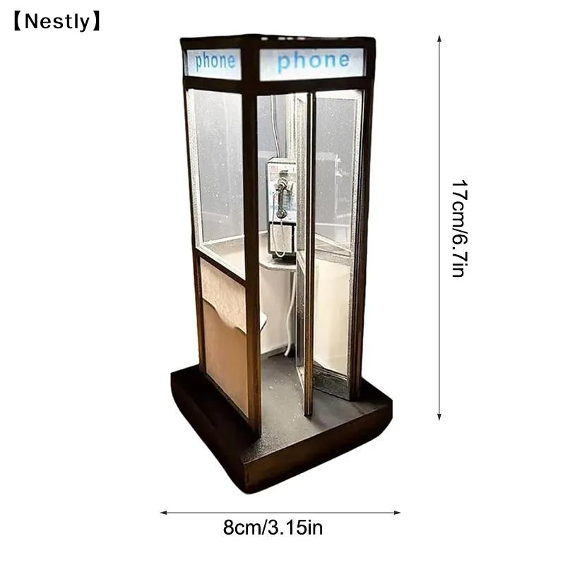 veilleuse rétro cabine téléphonique miniature téléphone led noire blanche transparente vintage