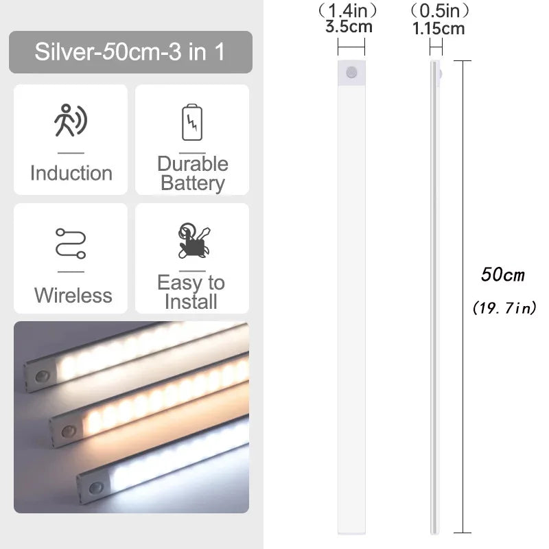lampe nuit détecteur mouvement blanc rectangle moderne minimaliste rechargeable couleurs clips indicator
