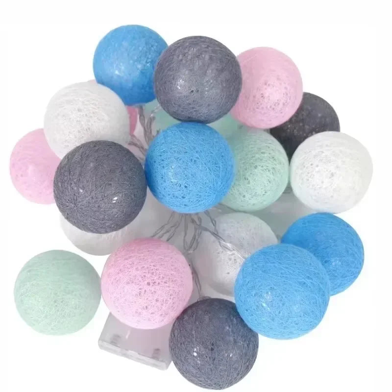 guirlande lumineuse multicolore cotonné moderne 20 led 2mètres auto batterie usb