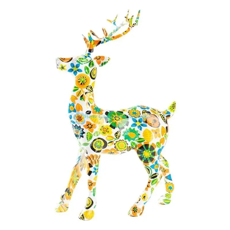 statue cerf doré résine moderne or floral décoration intérieure brillante élégante festive amour