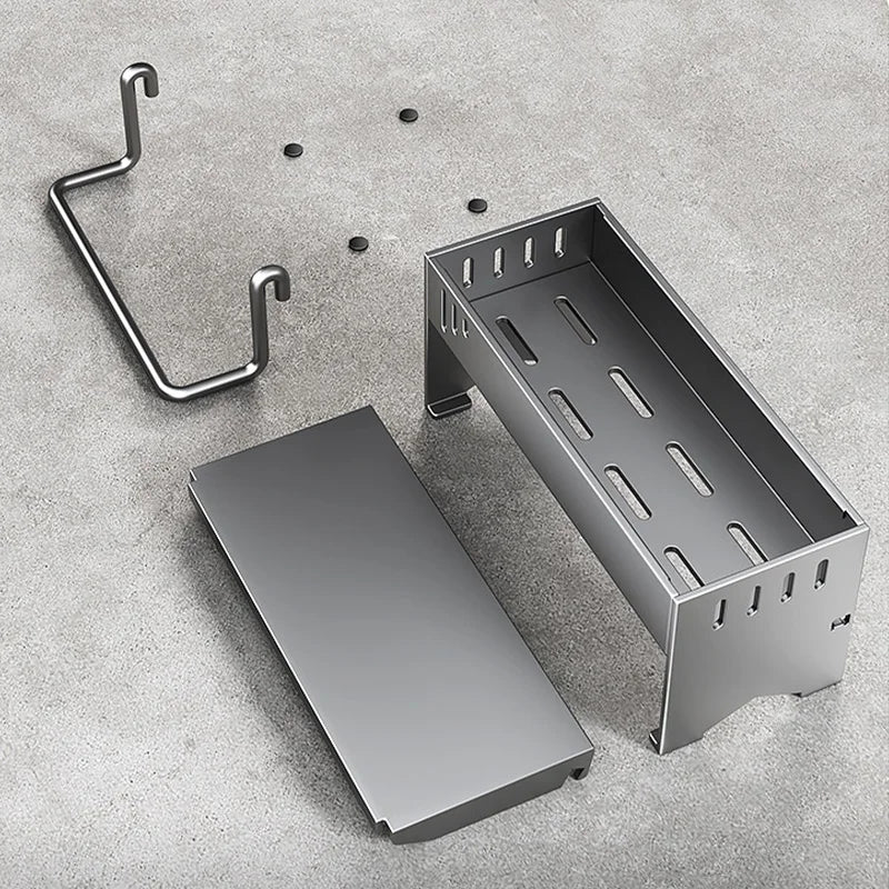 étagère cuisine moderne multifonctionnelle argentée lisse clips fixation minimaliste