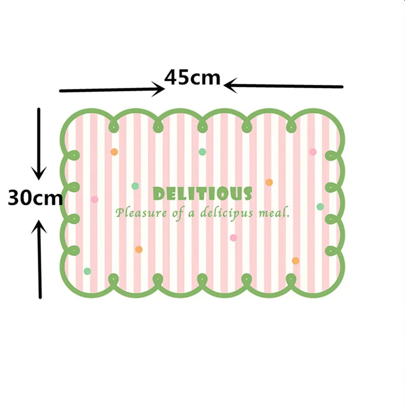 tapis moderne placemats rayures horizontales bleu clair rose vert respectueux environnement