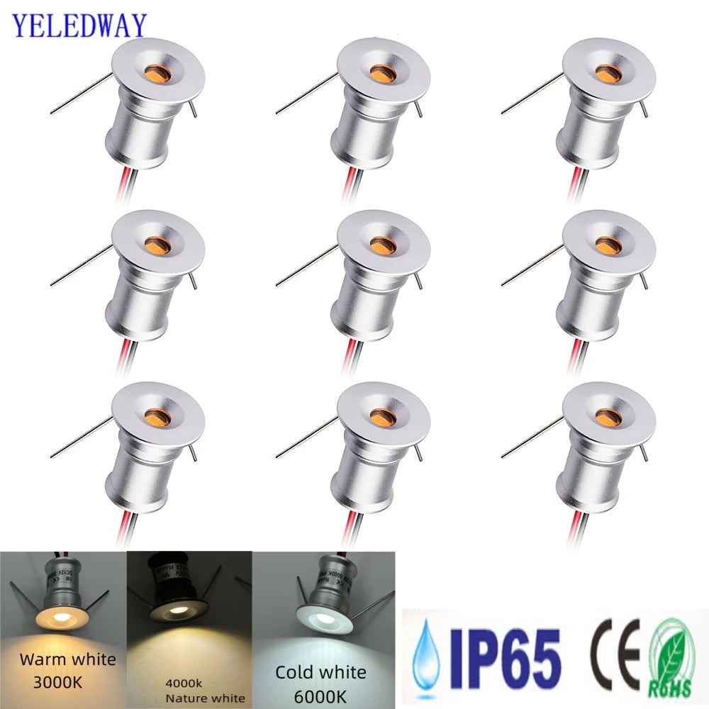 projecteur led mini blanc argent noir downlight 12v 1w clips moderne cuisine