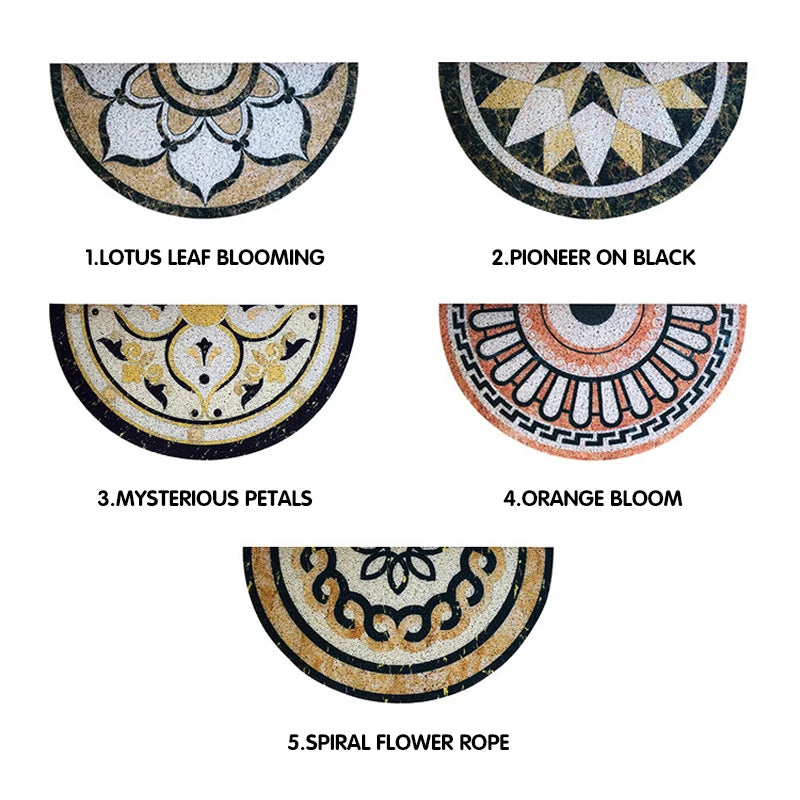 tapis d'entrée noir floral antidérapant moderne 30x60cm 40x80cm 45x90cm PVC