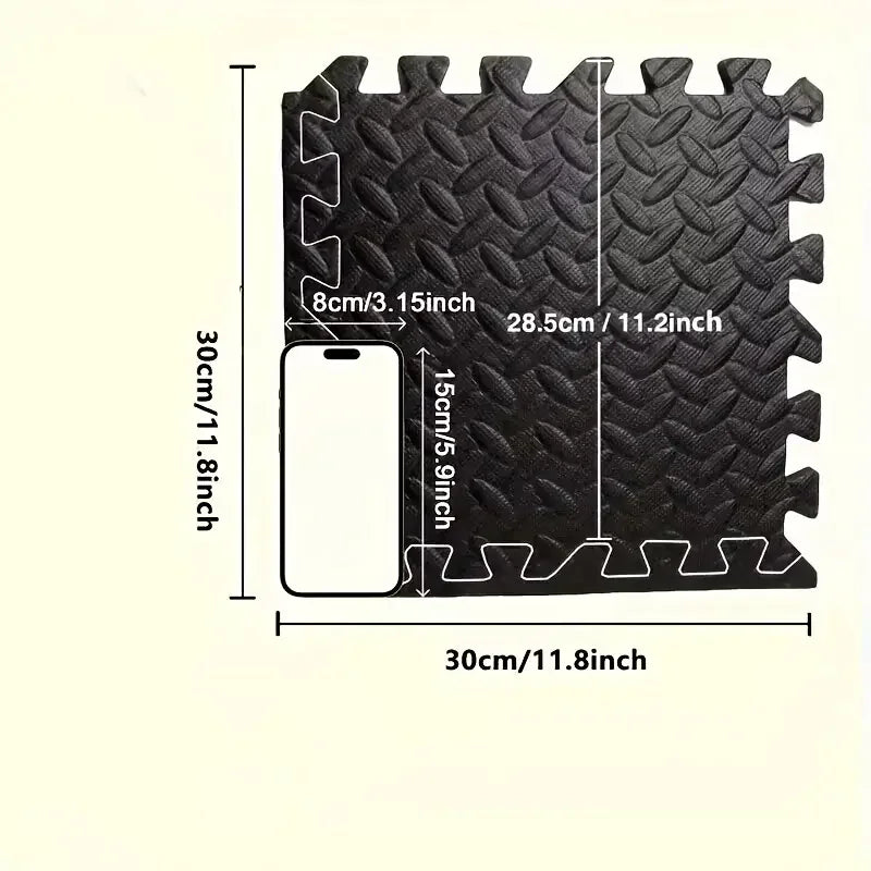 tapis sol modulaires texturés diamantés noirs exercices sportifs 16 pièces