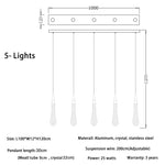 suspension lumineuse moderne cristal doré transparent gouttes verre led