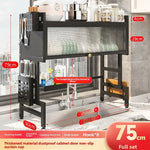 support cuisine acier noir moderne rangement vaisselle couteaux serviettes verres tampons plats découpe