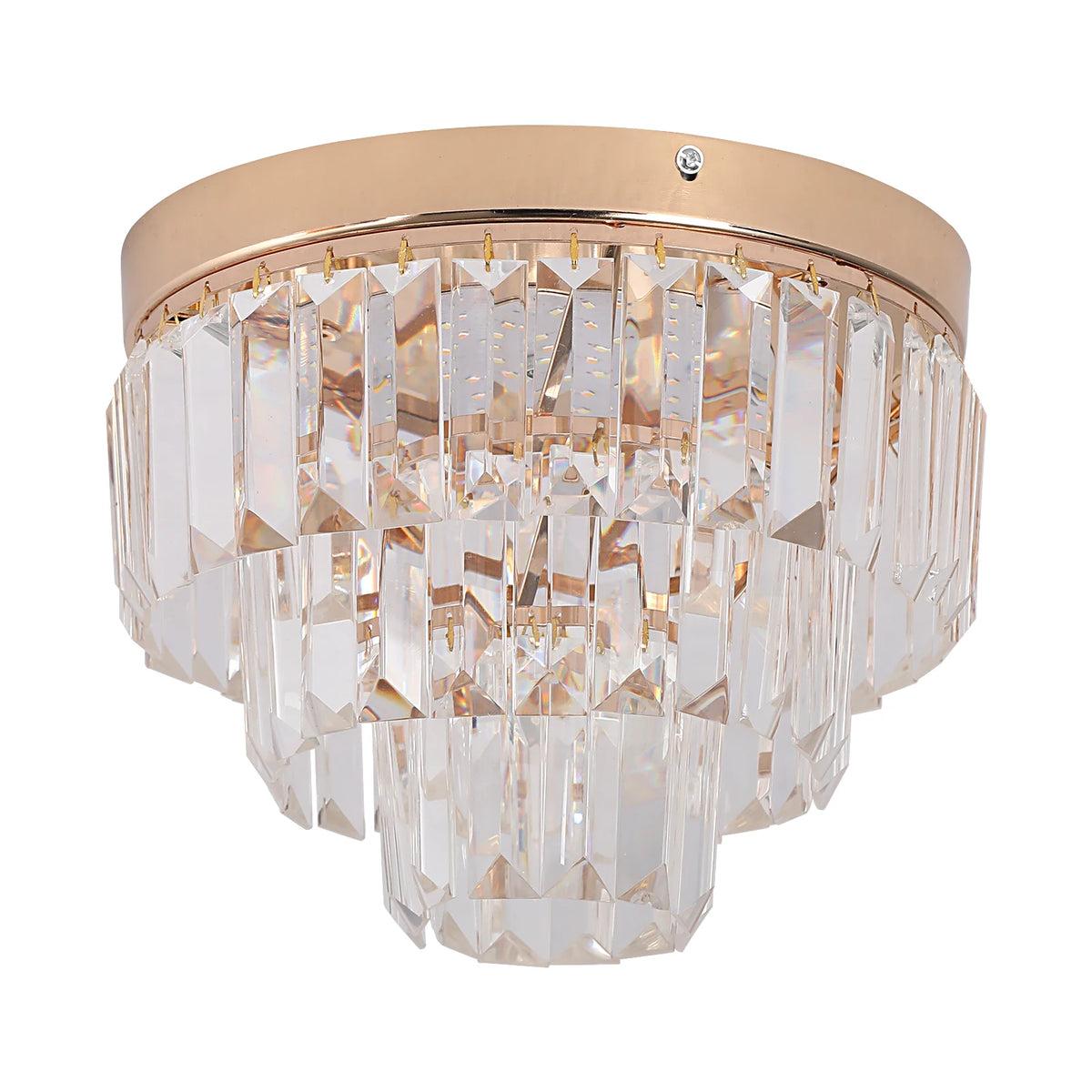 suspension lumineuse led cristal chrome art déco moderne élégante facette géométrique transparente dorée