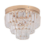 suspension lumineuse led cristal chrome art déco moderne élégante facette géométrique transparente dorée