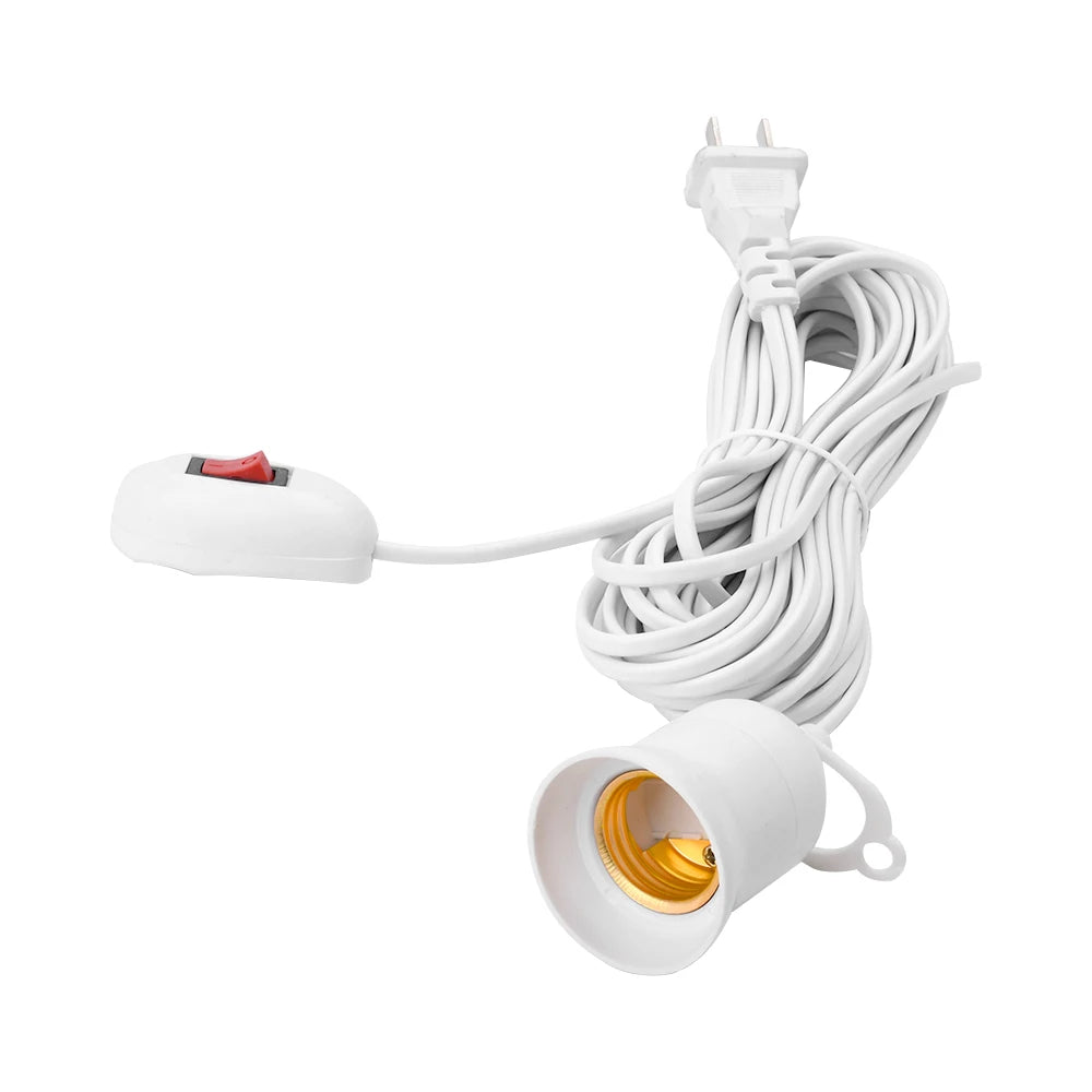support ampoule e27 interrupteur câble électrique 10m blanc moderne fixations