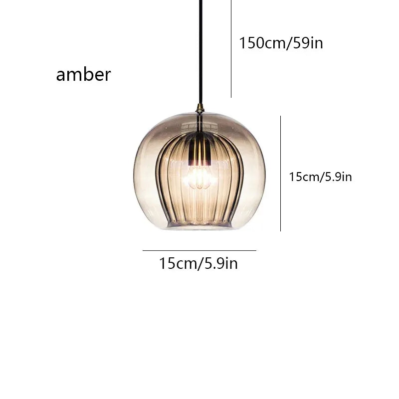 suspension lumineuse moderne transparent doré rayures verticales câble noir ampoules