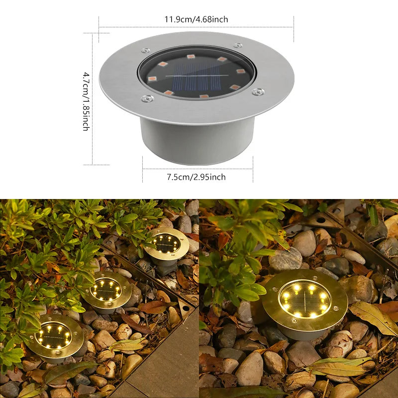 lampe solaire moderne argentée lumière blanche extérieure étanche patio jardin passerelle