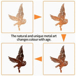décoration extérieure sculpture oiseau métal bronze rustic artisanal 30x19.5cm jardin unique